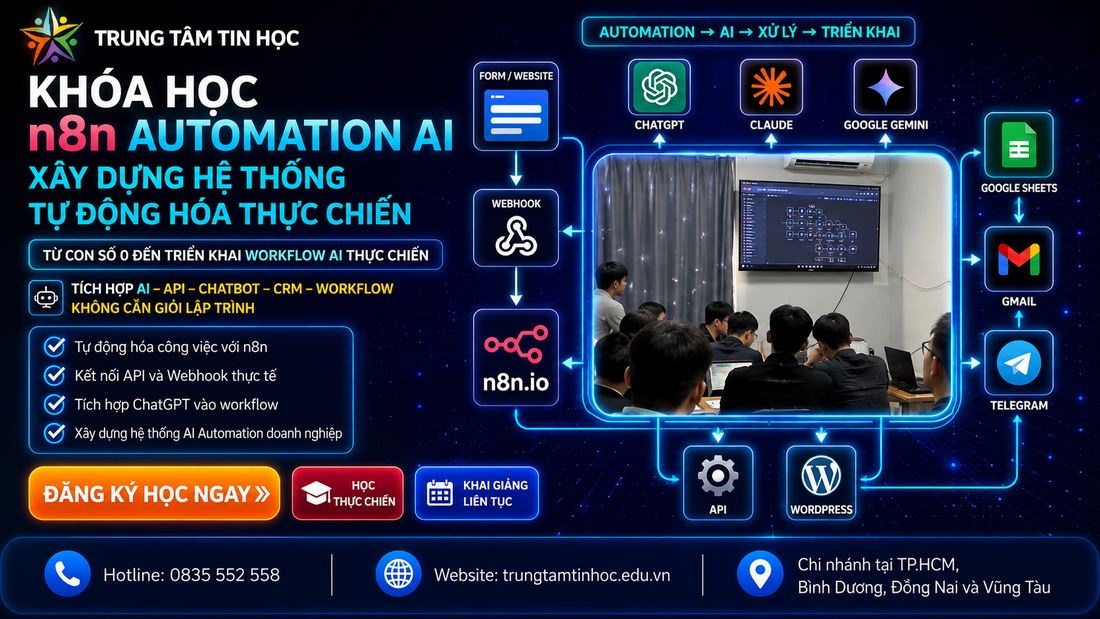 Khóa Học n8n Automation Thực Chiến Tại Trung Tâm Tin Học